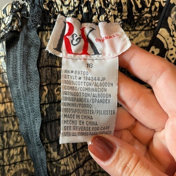 Vintage Y2K R&K Originals Cocktail Dress plus size 16 Paisley black and cream - Picture 11 of 14